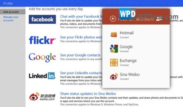 Windows Live Profile中對新浪微博進(jìn)行整合。