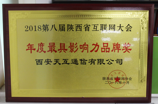 天互數(shù)據(jù)斬獲2018年度陜西互聯(lián)網(wǎng)行業(yè)最具影響力品牌獎(jiǎng)