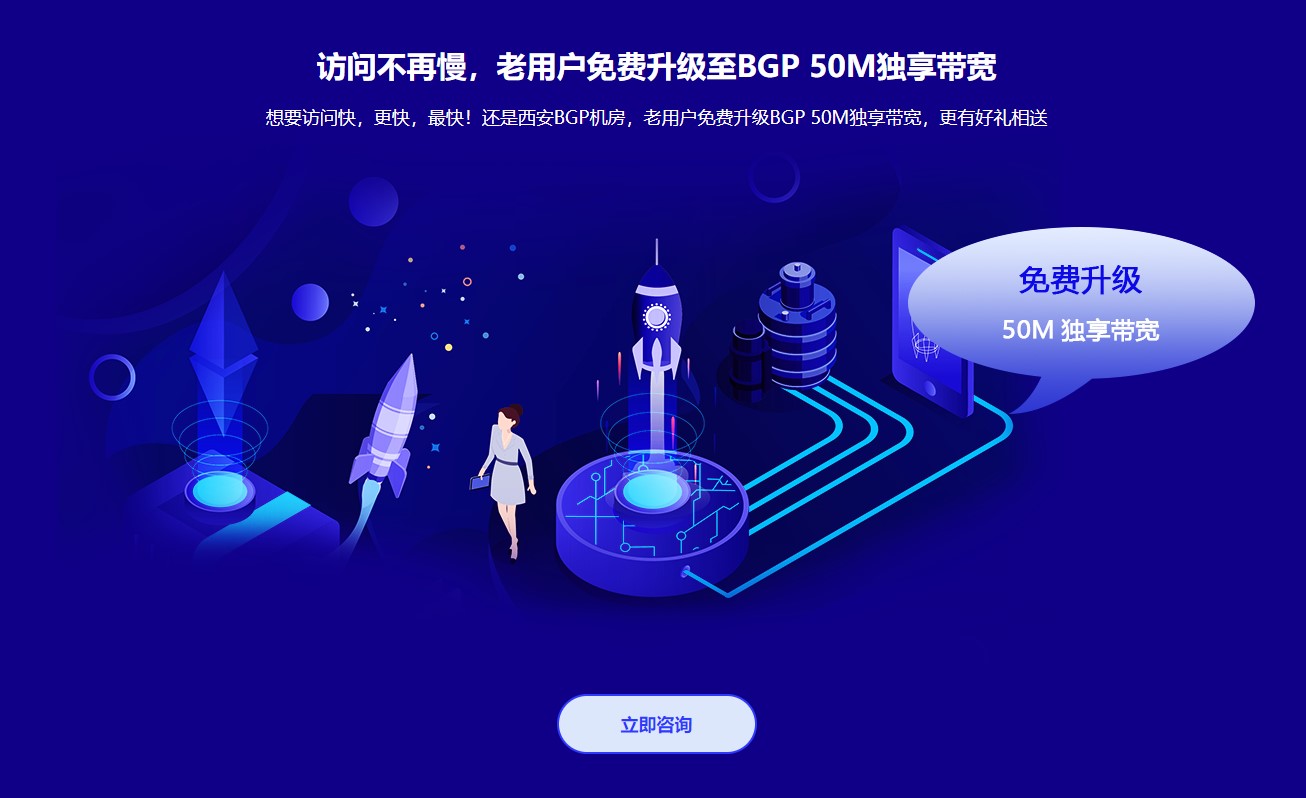 訪問不再慢，老用戶免費(fèi)升級至BGP 50M獨享帶寬